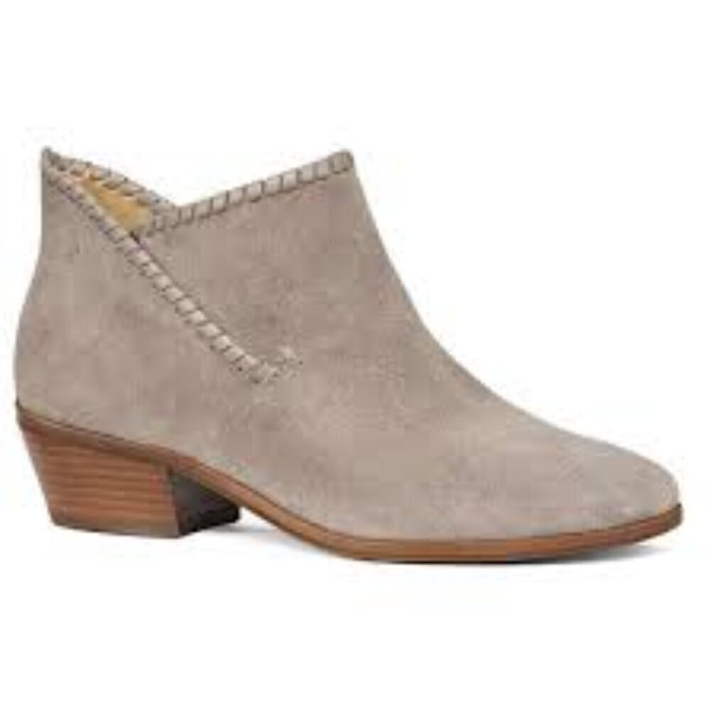 Jack Rogers 'Sadie' ankle booties suede taupe 8M western whipstitch neutral